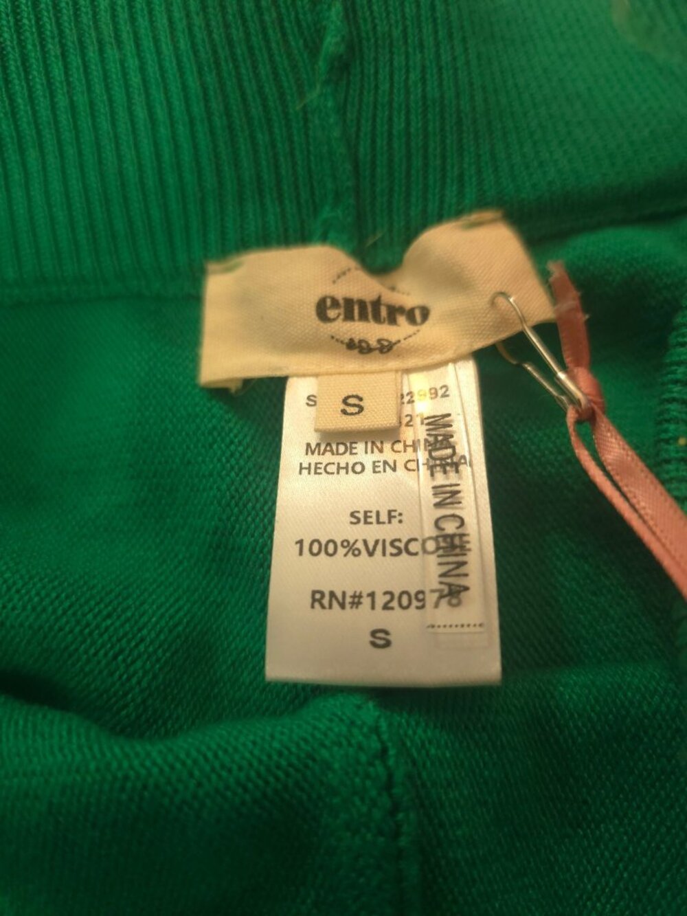Entro Bright Green Co-ord Set Sleeveless Longline Vest Wide Leg Pants Size Small image 2